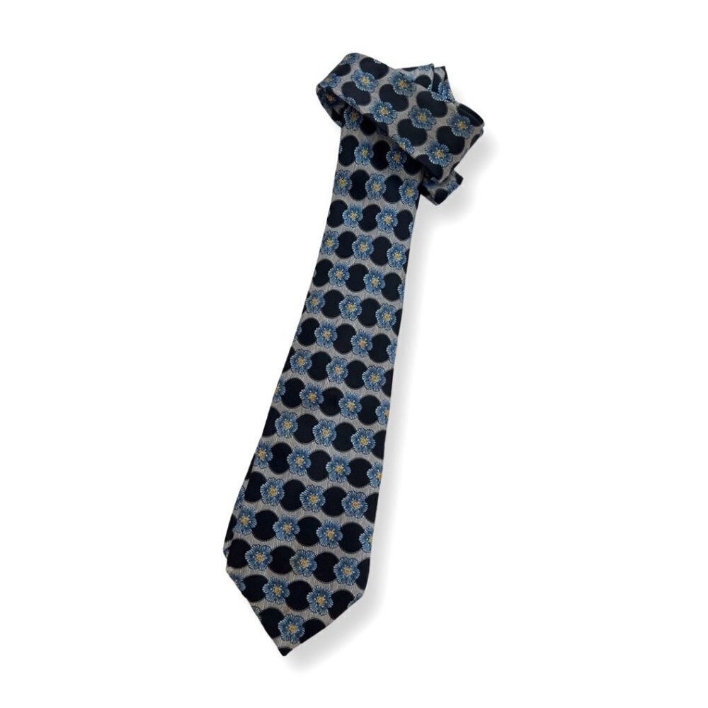 Lanvin Silk Floral Print Blue Tie / 02